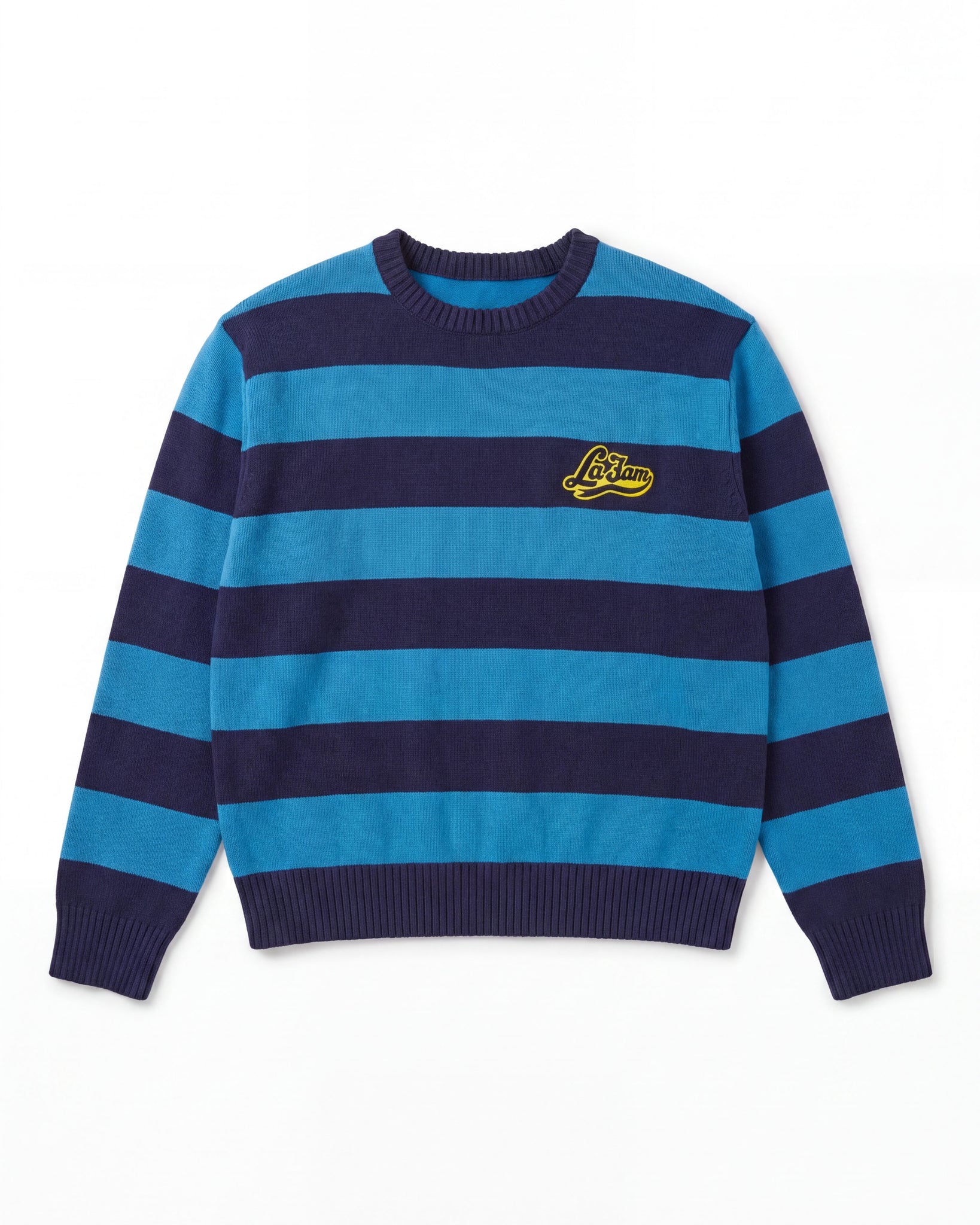 striped knit sweater dubbel blue – La Fam