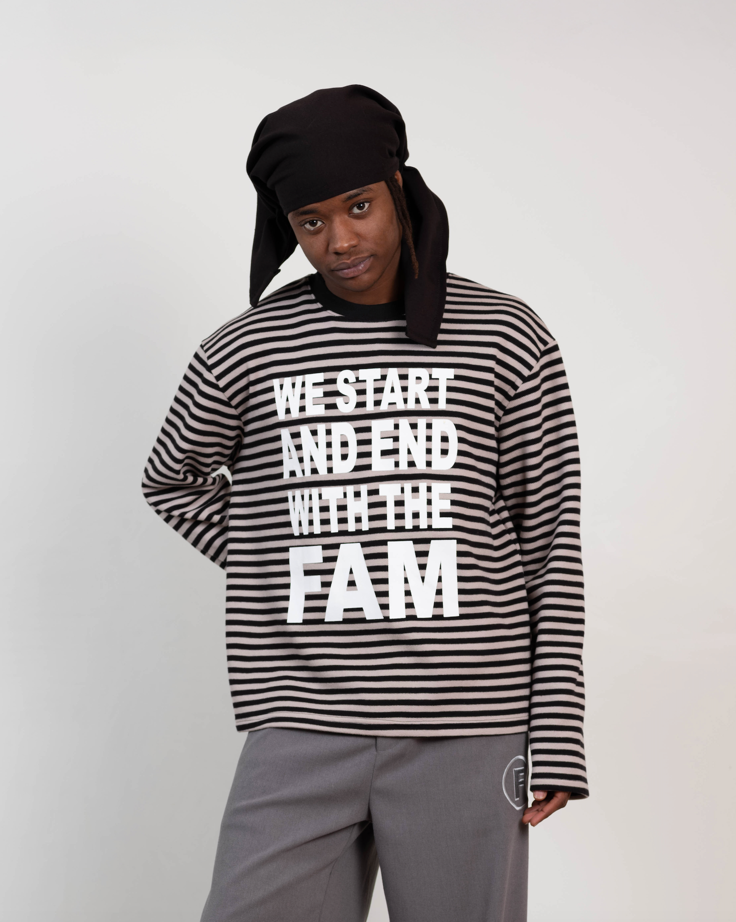 striped wsaewtf longsleeve black/grey – La Fam