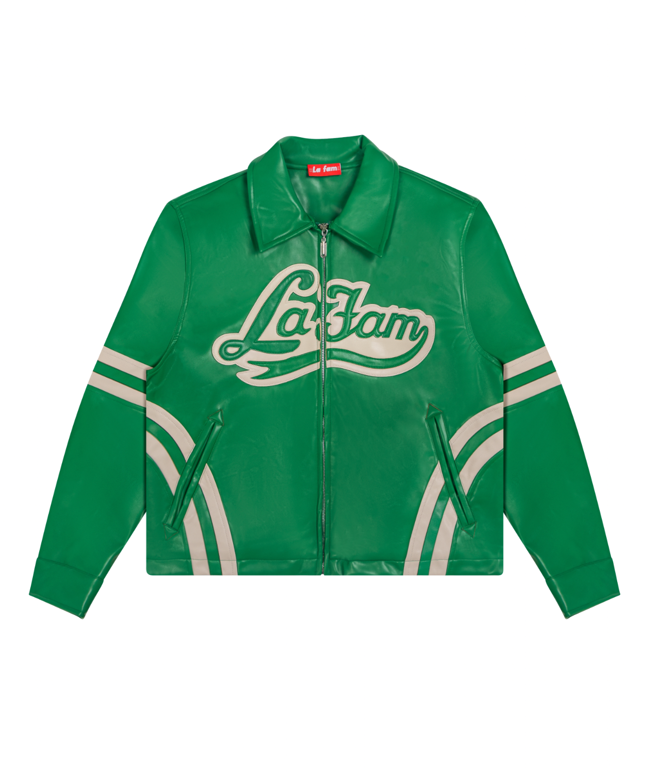 Green retro leather jacket