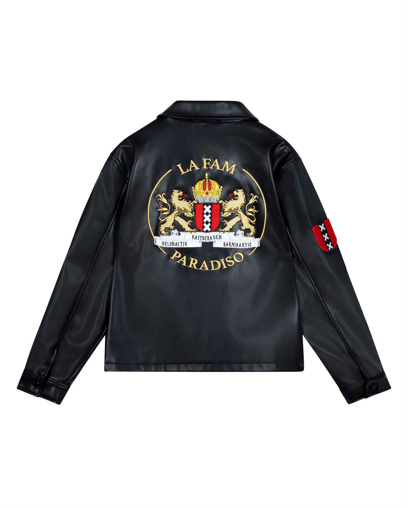 ジャケット・アウター lafam leather jacket Full-Zip Wool/Leather Red La Fam Varsity Jacket
