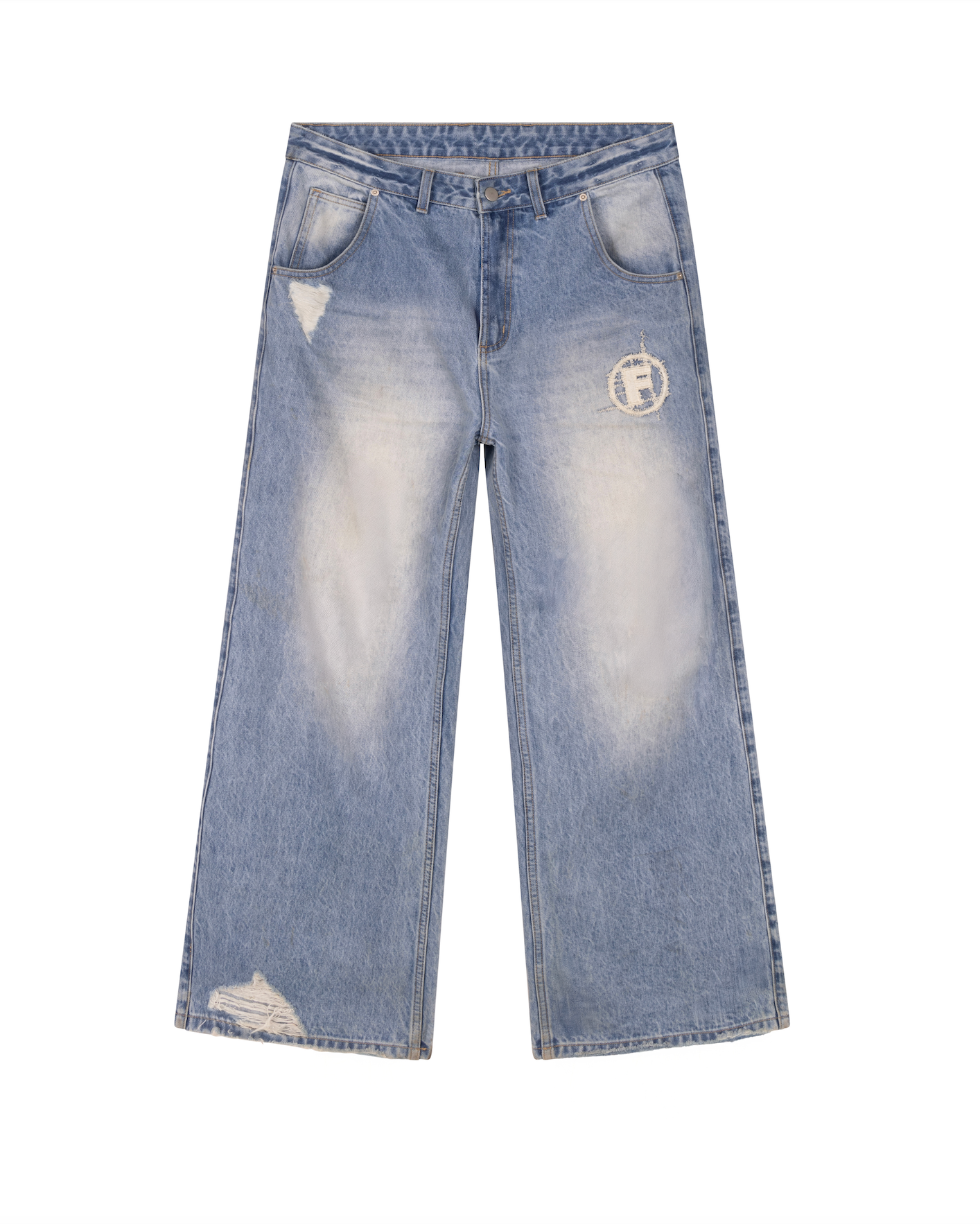 teared up denim jeans