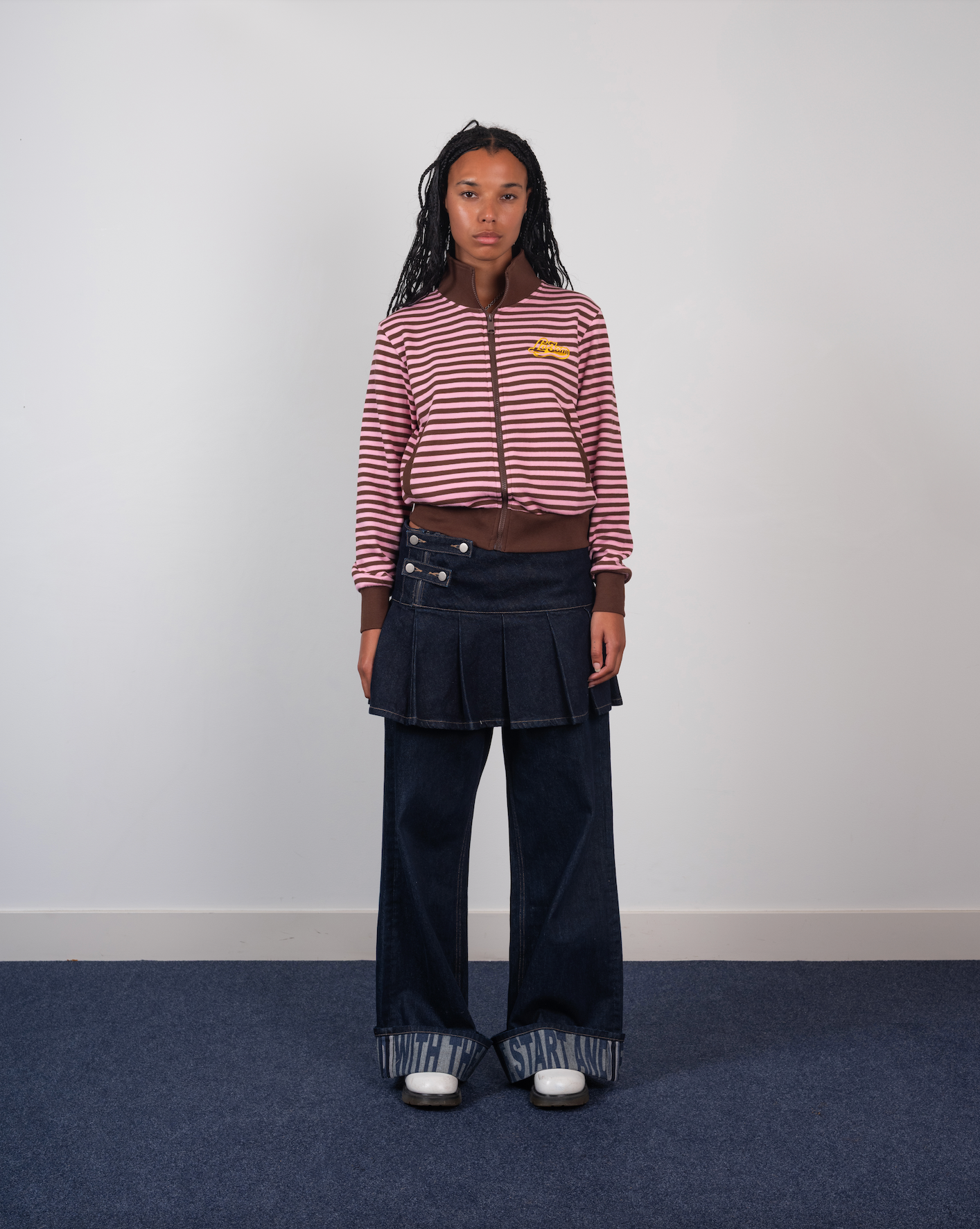 striped zipper pink/brown – La Fam