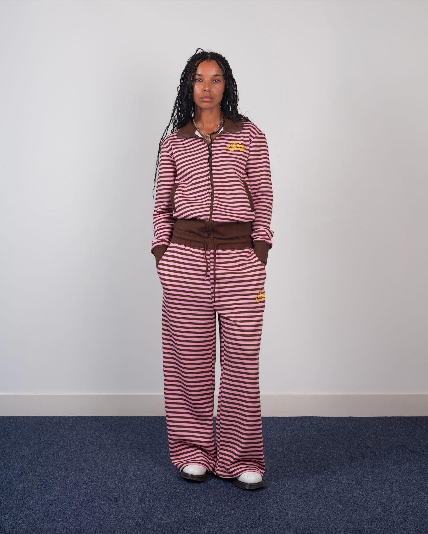 striped zipper pink/brown