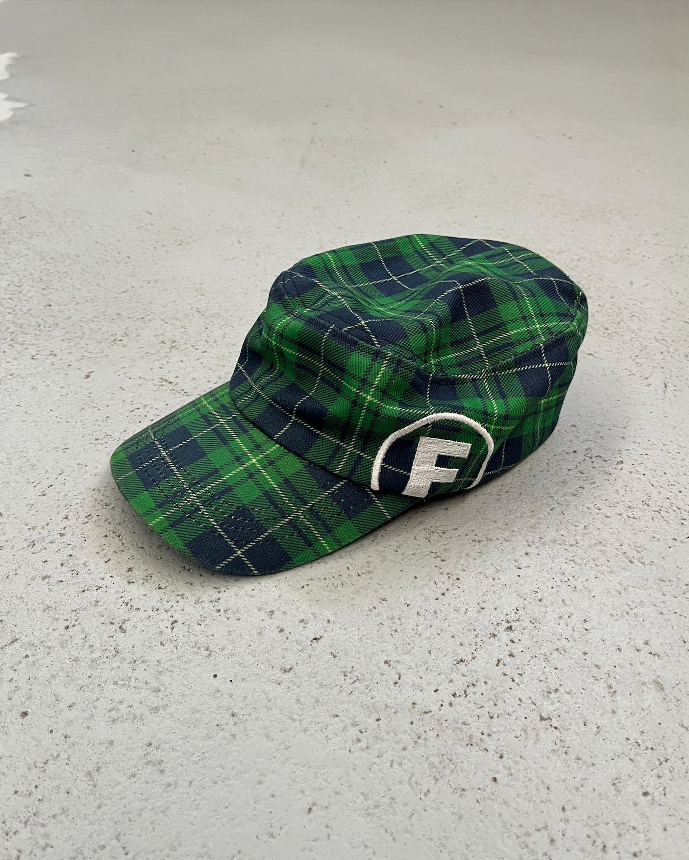 checkered f caps green