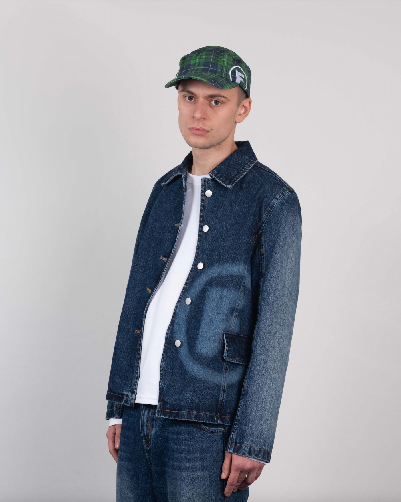 checkered f caps green