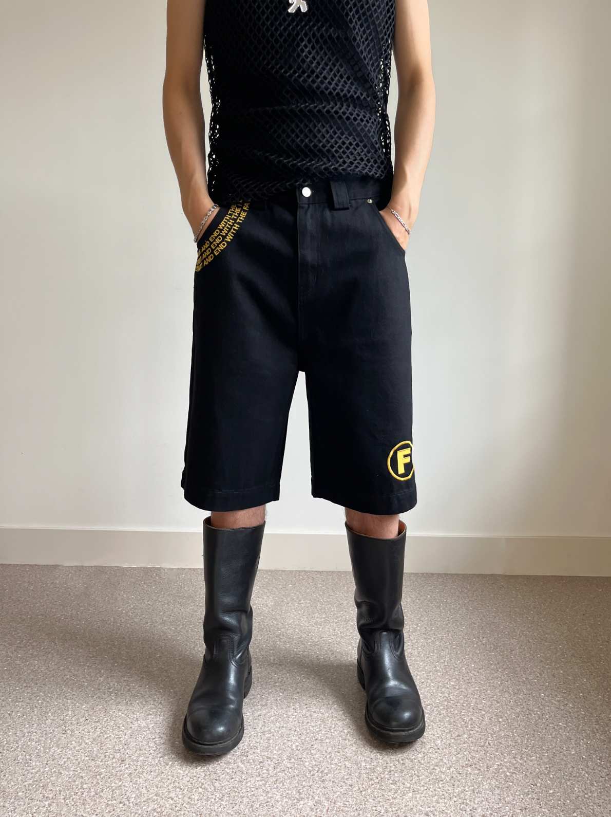 F shorts black/yellow
