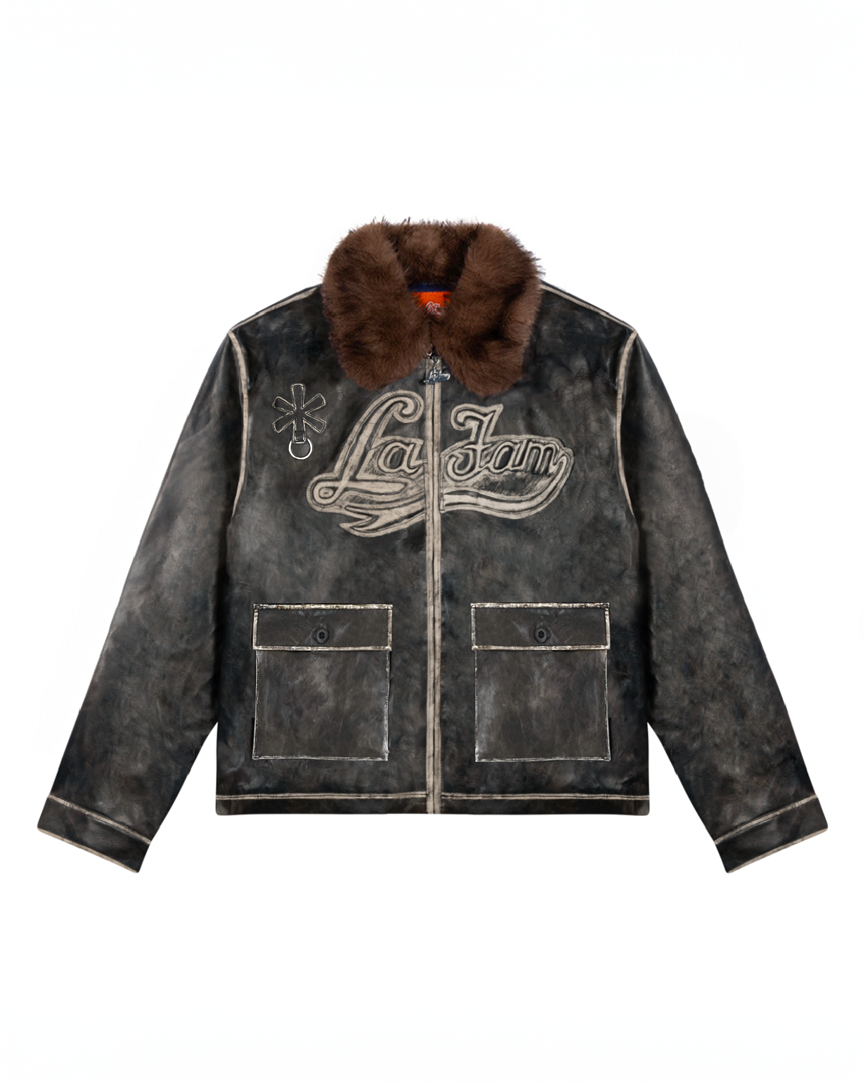 black distressed fur jacket – La Fam