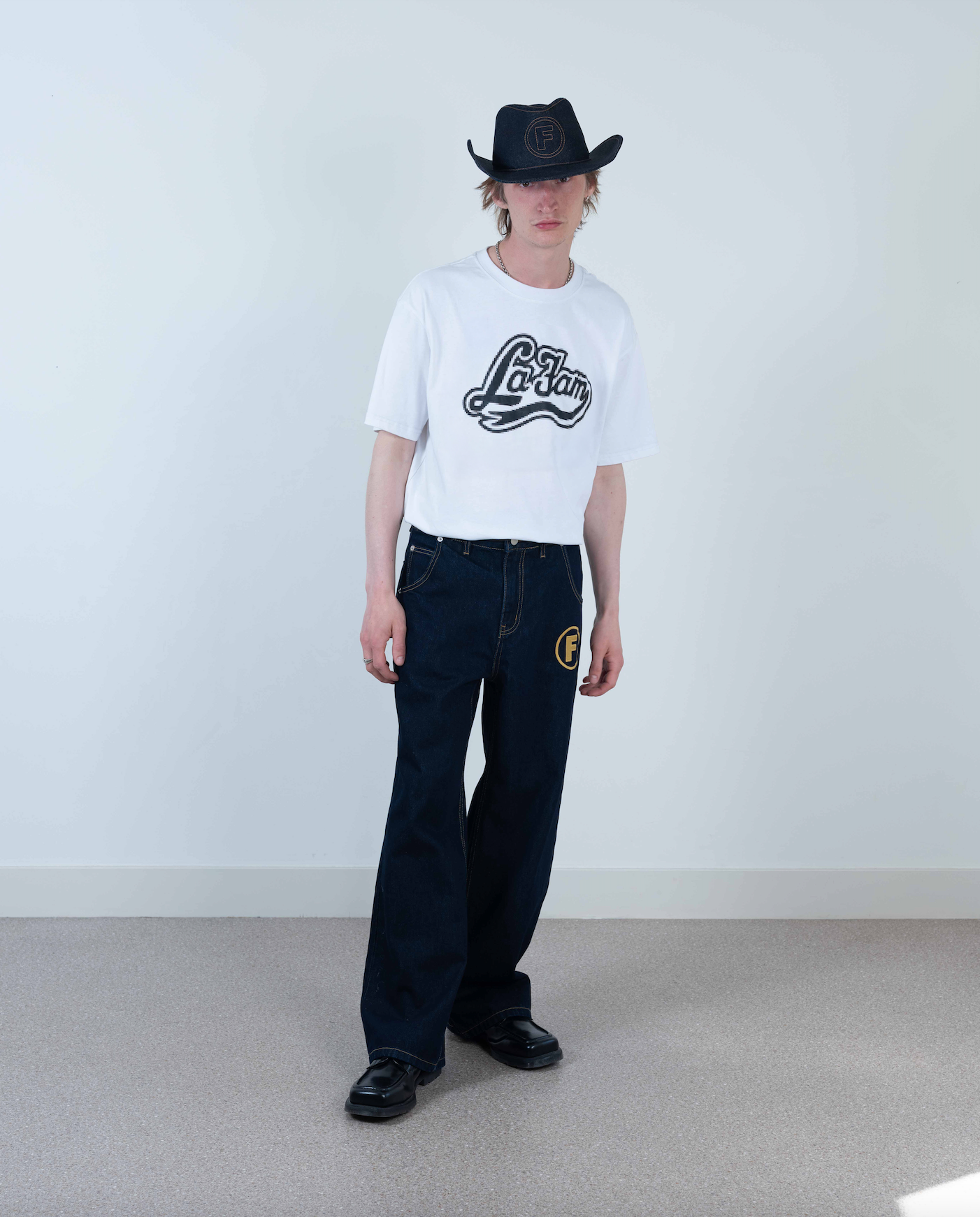 white pixel logo tee – La Fam