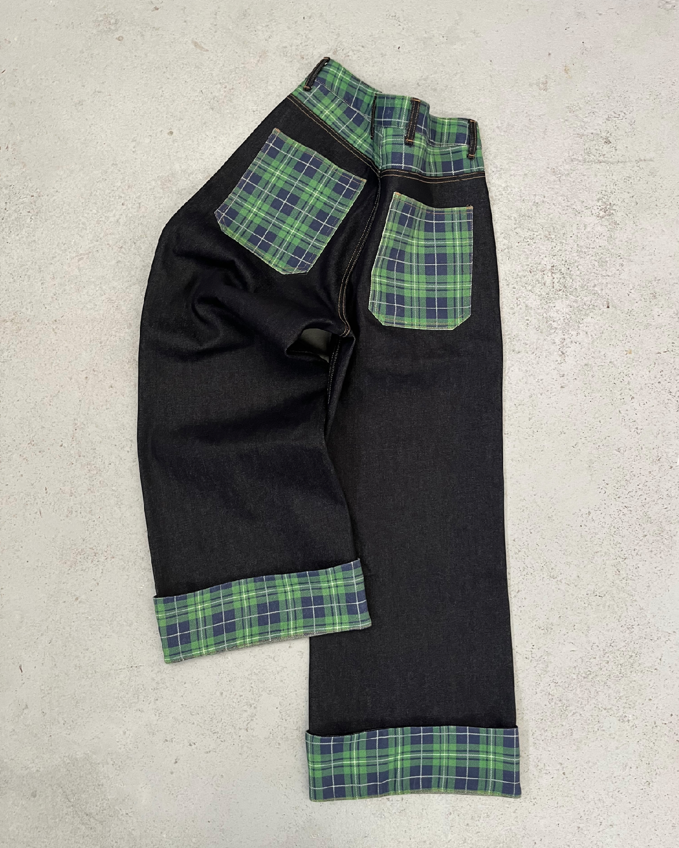 Checkered F denim jeans