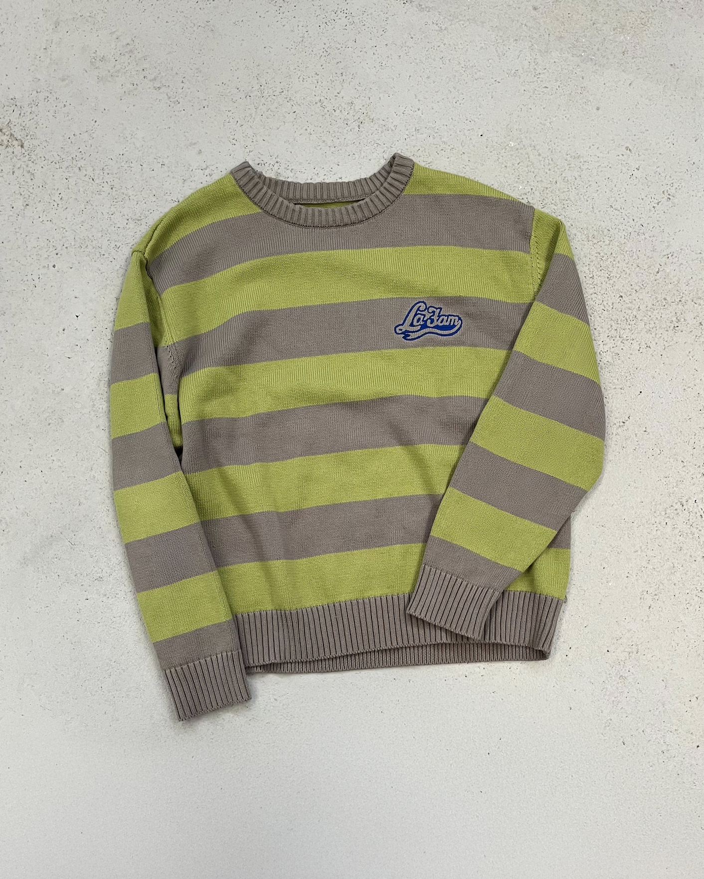 striped knit sweater green/grey