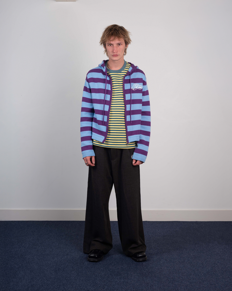 knit striped hoodie baby blue/purple – La Fam
