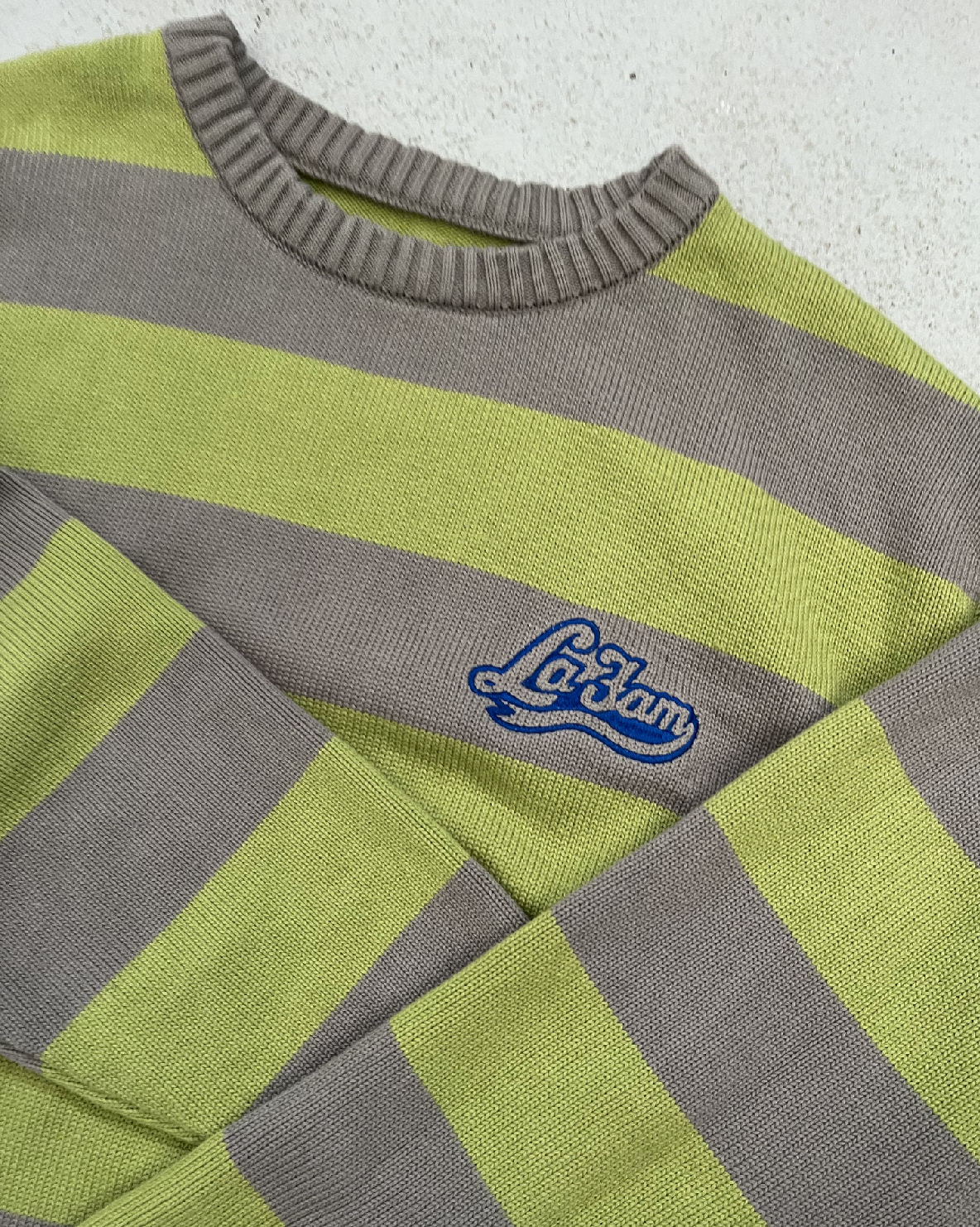 striped knit sweater green/grey