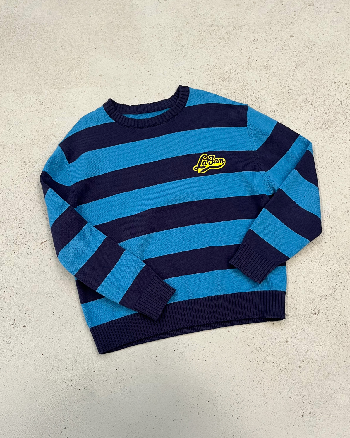 striped knit sweater dubbel blue