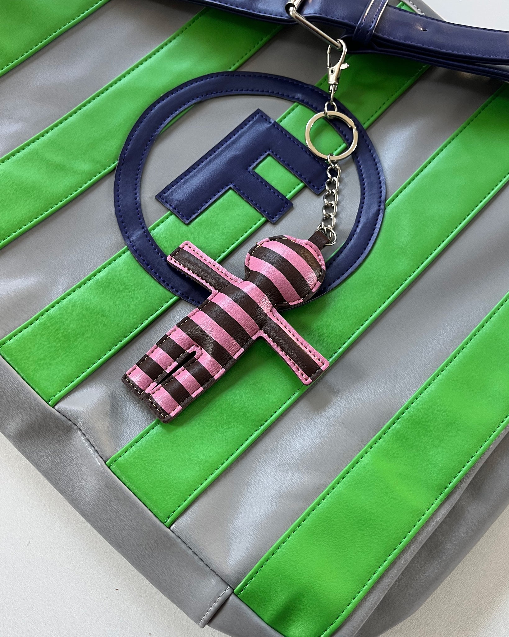 Rico keychain striped pink/brown