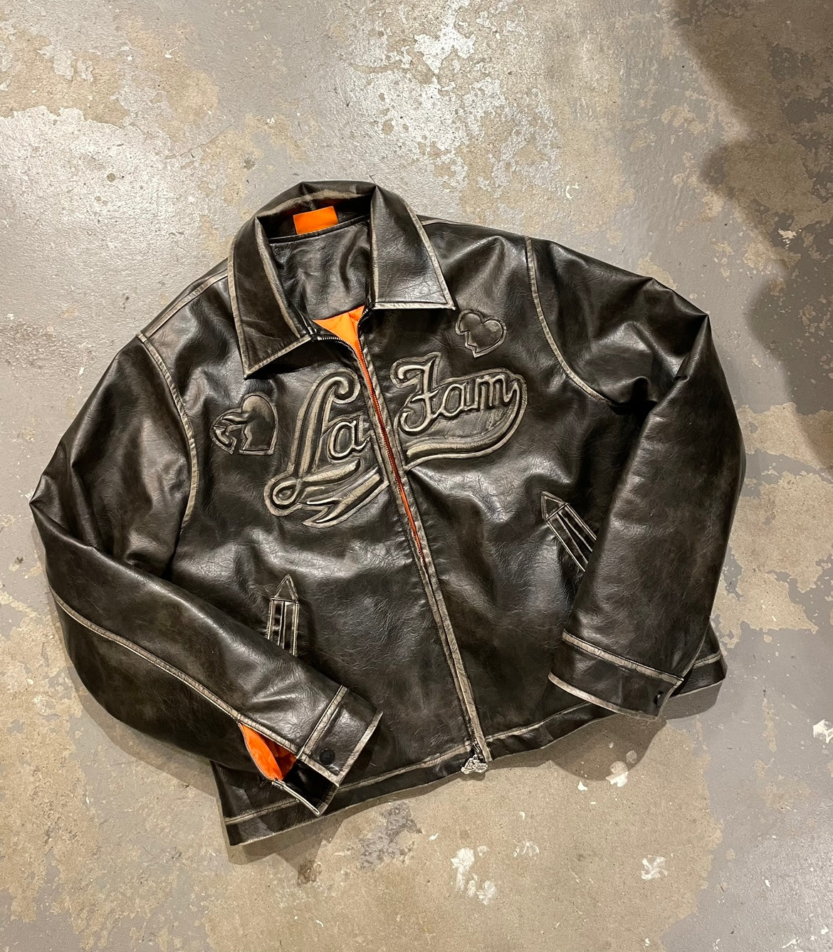 La Fam DISTRESSED ALL LEATHER JACKET - レザージャケット